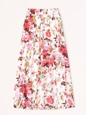 Abercrombie & Fitch White Maxi Skirt with Pink Floral Print